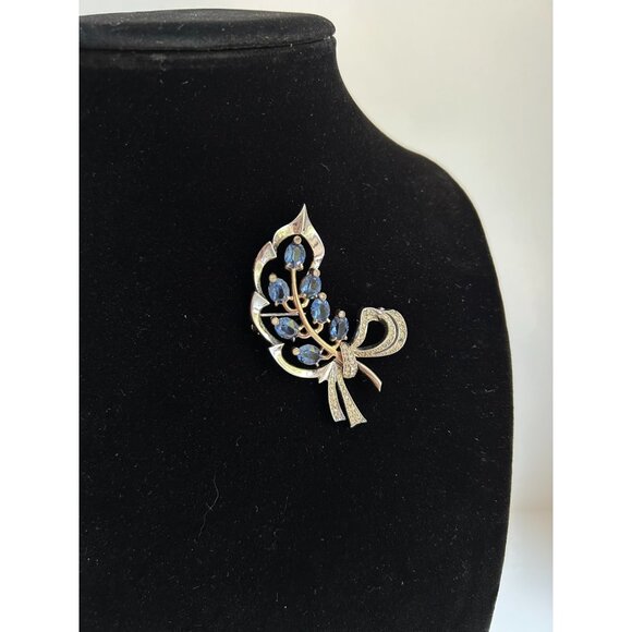 Flower Bouquet Rhinestone DEWEES 1930s RARE Vintage Signed Sterling Dewees - Picture 1 of 10